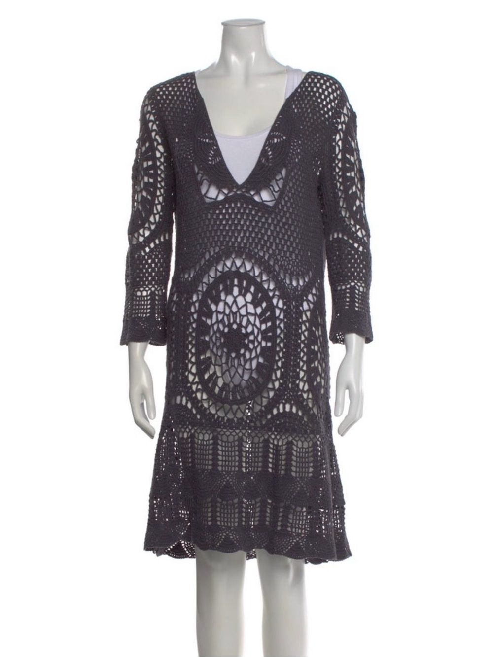 Lisa Maree Women’s Charcoal Crochet Swim Cover-Up Dress